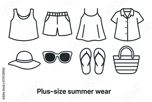 Plus-size summer fashion collection with accessories