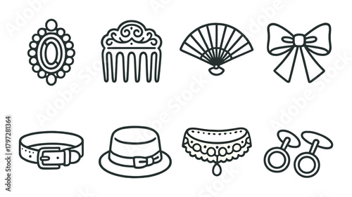 Elegant vintage accessories collection featuring jewelry and fashion items