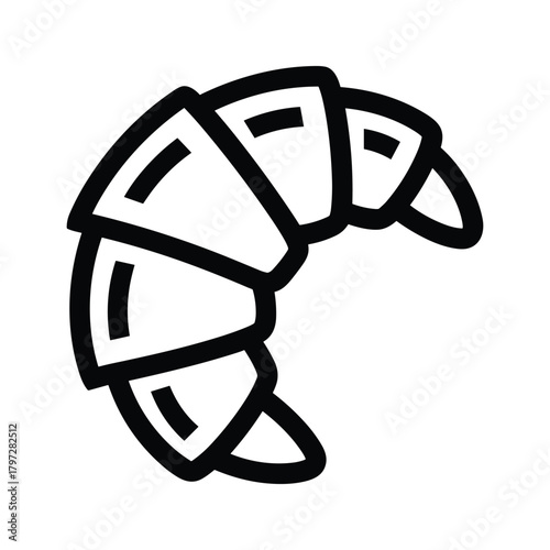Black outline croissant icon pastry symbol on white background baked goods