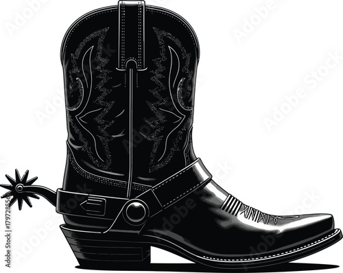 Silhouette of a cowboy boot with spur