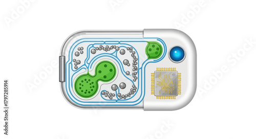 Cutting-edge nanotechnology capsule for advanced medical research, revolutionizing diagnostics and treatment with cellular analysis and microchip technology