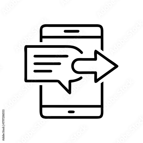 smartphone sending messages with notification symbol for business automation  