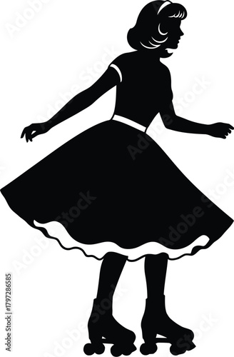 Silhouette of a woman on roller skates