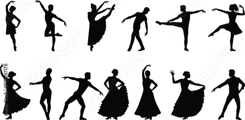 dance, dancer, silhouette, ballet, flamenco, movement, pose, performance, graceful, rhythm, style, art, motion, expression, choreography