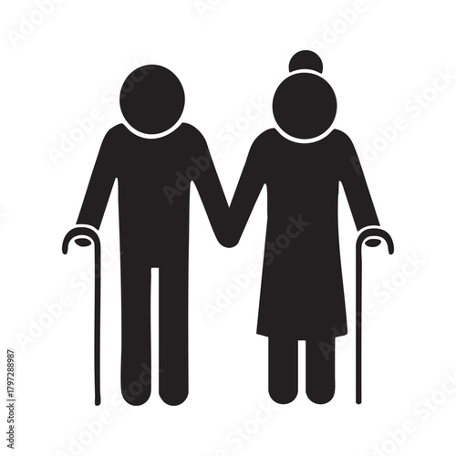 Elder People Icon Illustration Design for Healthcare, Community Support, and Senior Care Services