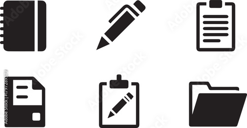 Office and education document writing organization icon set design