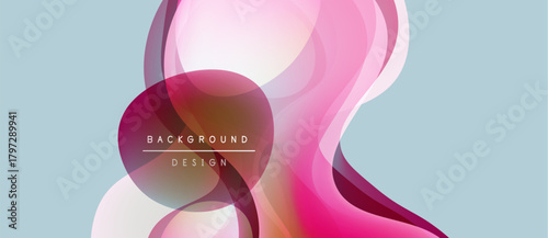 Abstract flowing shapes, pinks, whites blend. Soft gradients create modern background design. Minimalist aesthetic, light blue backdrop.