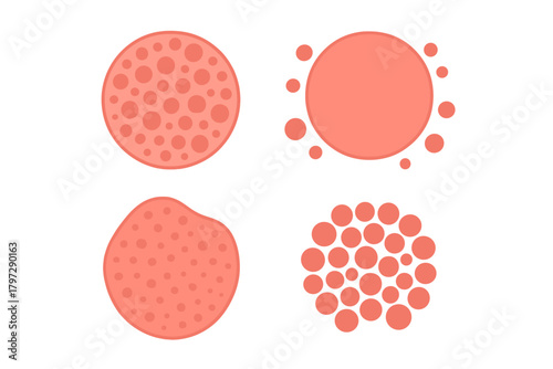Abstract set of four different biological cell structures or skin rash patterns