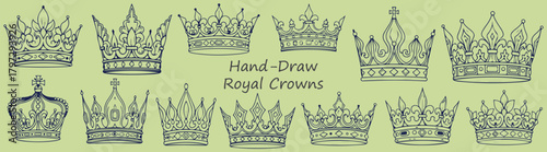 Royal Crown Vector Designs Royalty Illustrations Drawing Line Art Designs King Queen Clip Art Monarch Symbol Hand Drawn