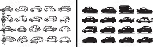 car doodle art, vehicle drawing sketch, automobile design vector, transport line art, car collection illustration, modern car shapes, urban vehicle artwork, transportation concept vector, automotive s