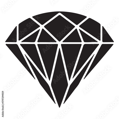 Stylized Diamond Gemstone Silhouette Keywords: diamond, gem, jewel, precious, stone, crystal