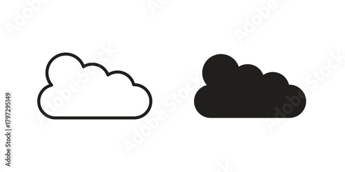 Cloud icon flat and thin stroke vector pack. Editable icons set
