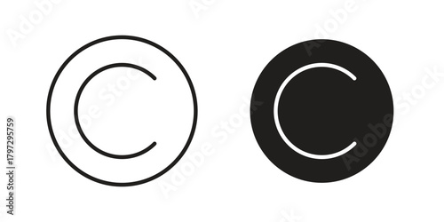 Copyright icon flat and thin stroke vector pack. Editable icons set