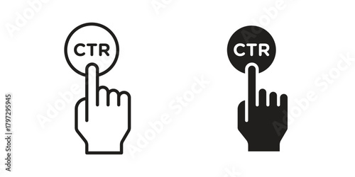 CTR icon flat and thin stroke vector pack. Editable icons set