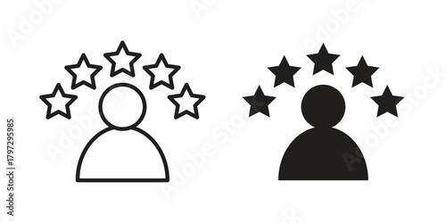 Customer loyalty icon flat and thin stroke vector pack. Editable icons set