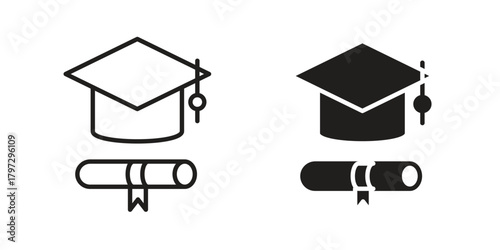Degree icon flat and thin stroke vector pack. Editable icons set