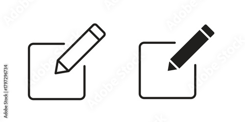 Edit icon flat and thin stroke vector pack. Editable icons set