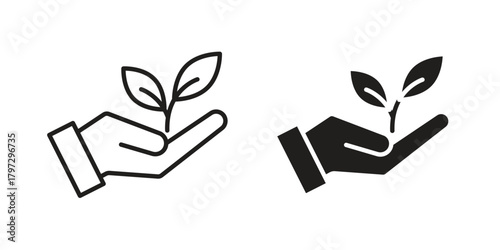 Eco-friendly icon flat and thin stroke vector pack. Editable icons set