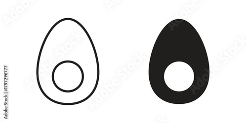 Egg icon flat and thin stroke vector pack. Editable icons set