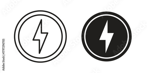 Electricity icon flat and thin stroke vector pack. Editable icons set