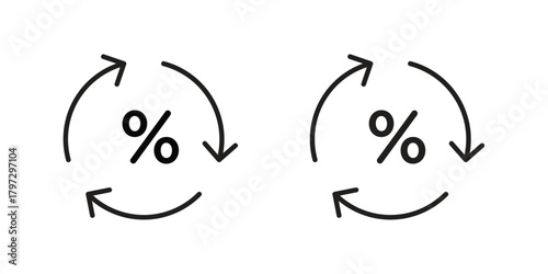 Exchange rate icon flat and thin stroke vector pack. Editable icons set