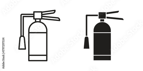 Fire extinguisher icon flat and thin stroke vector pack. Editable icons set