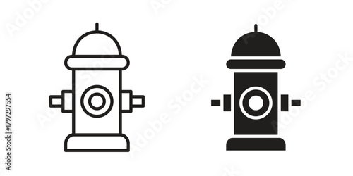 Fire hydrant icon flat and thin stroke vector pack. Editable icons set