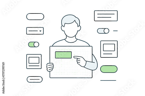 Abstract digital concept showing a user experience designer prototyping a modern application interface