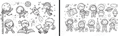 kids study clipart, education illustration, school learning vector, classroom art design, child reading clipart, student character vector, learning activity graphics, preschool education art, children