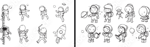 space kids clipart, astronaut illustration, galaxy exploration vector, science learning art, cosmic kids design, rocket travel clipart, space study vector, children astronaut artwork, science adventur