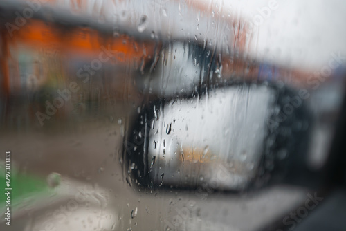 Rainy Car Window Abstract City Lights
