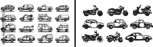 car clipart, vintage automobile vector, transportation graphic, classic vehicle illustration, old car design, automotive art, family car clipart, transport vector, automobile icons, travel car design