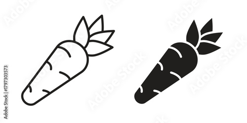 Carrot icon set. Outline symbol editable.