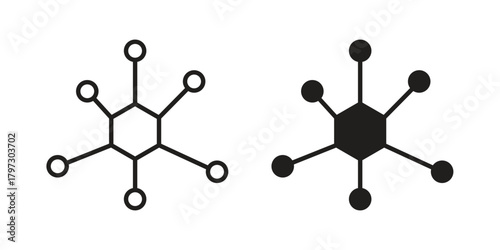 Chart connected icon set. Outline symbol editable.