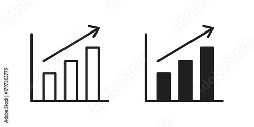 Chart histogram icon set. Outline symbol editable.