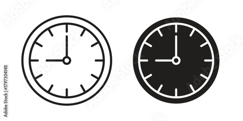 Clock icon set. Outline symbol editable.