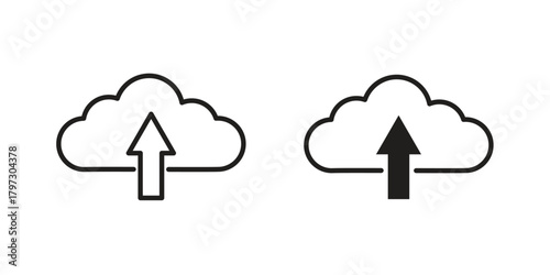 Cloud upload icon set. Outline symbol editable.