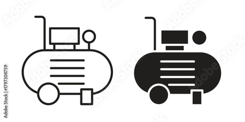 Compressor icon set. Outline symbol editable.