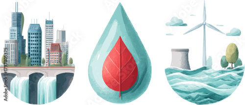 Climate Change Symbols: A Set of Three Icons for Climat