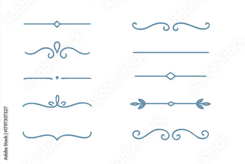 Hand drawn ornamental text dividers and flourishes for wedding invitations and decorative design elements