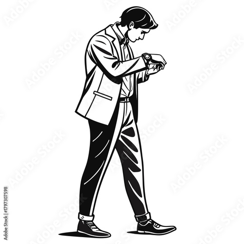 Silhouette of a man in suit with gun vector illustration