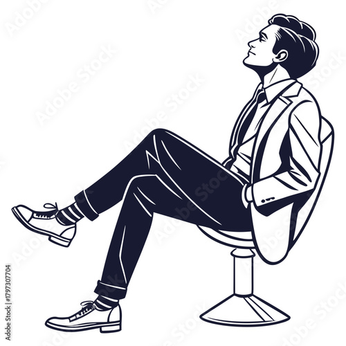 Young woman sitting on a chair vector illustration cartoon sketch art