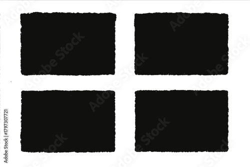 Four distressed black square shapes arranged in a grid pattern creating a negative space cross symbol