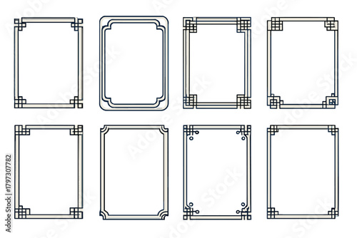 Ornamental rectangular borders set with geometric corner designs and vintage aesthetic