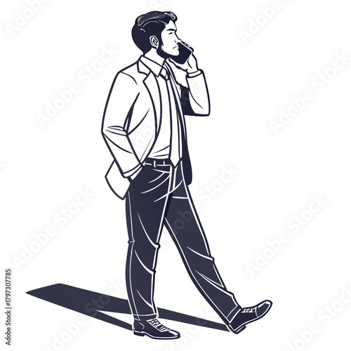 Silhouettes of people including a young man and a businessman vector illustration