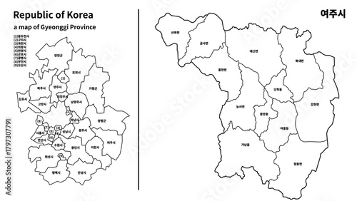 경기도 여주시 행정구역 지도 / Yeoju-si Map, Gyeonggi-do, South Korea