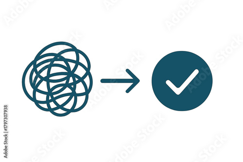 Conceptual representation of problem solving process from complexity and confusion to clarity and success