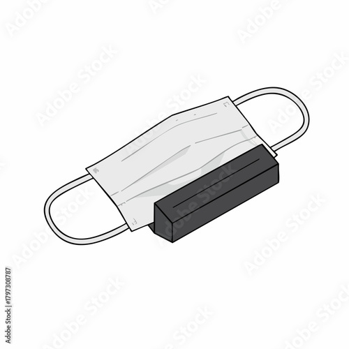 Line Art Isometric Face Mask Nasal Strip Health Care Medical