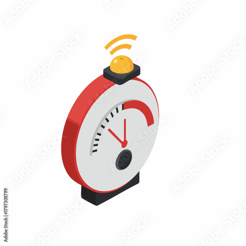 Isometric Creative Speedometer Gauge with Alert Alarm System Business Illustration