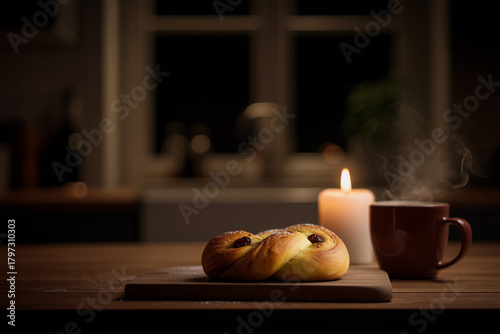 A moody, cinematic, and photorealistic still life of a 